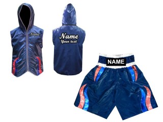 Boxing set - Custom Boxing Hoodie and  Shorts : Navy Flame